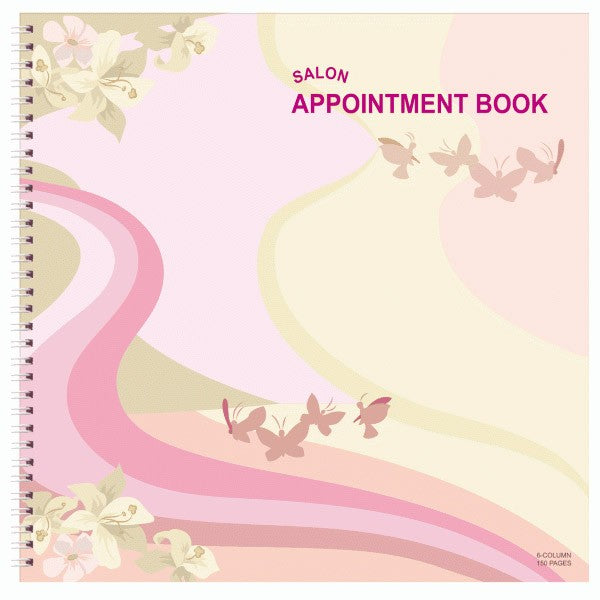 Deluxe Salon Appointment Book - 6 Column Butterfly AB106