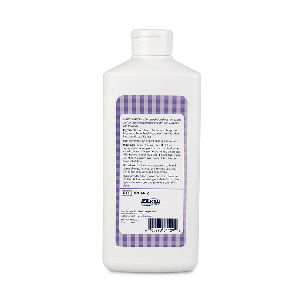 Dukal Dawn Mist Pure Corn Starch Baby Powder 14 oz. BPC14