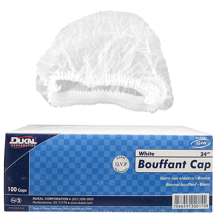 Dukal Bouffant Cap 24" Trắng, 100 cái. #324W