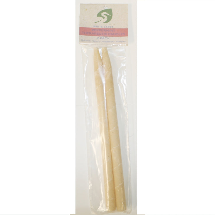 White Egret Peppermint Therap. Candles1/2",2PK PEP2PK #02104
