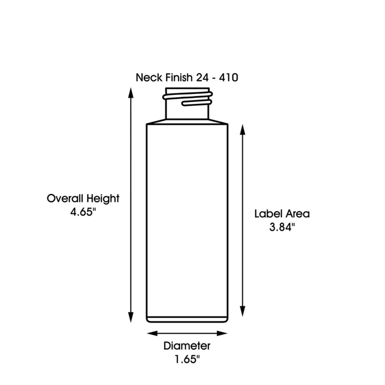 Natural Cylinder Bottles - 4 oz, Flip Top Cap 14500