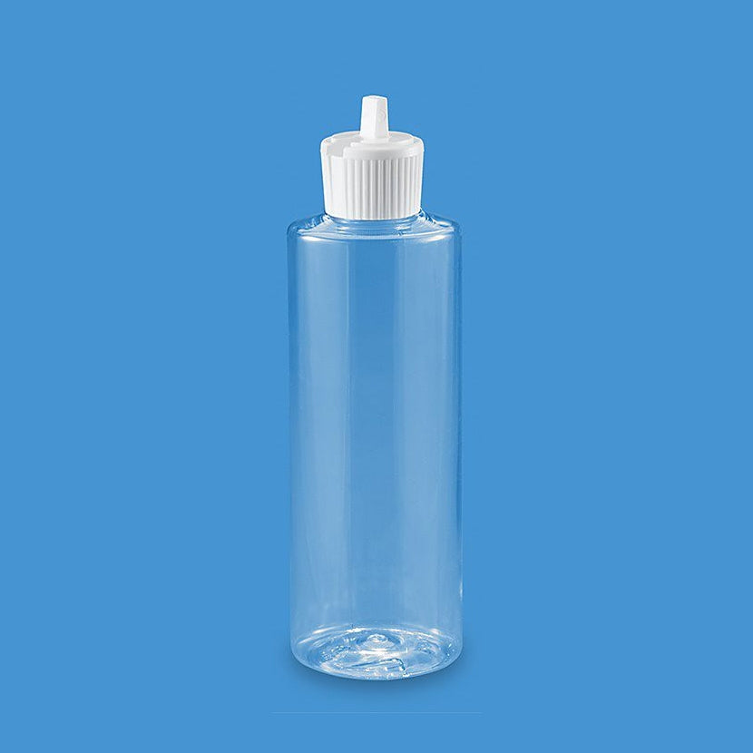 Clear Cylinder Bottles - 4 oz, Flip Top Cap 00617