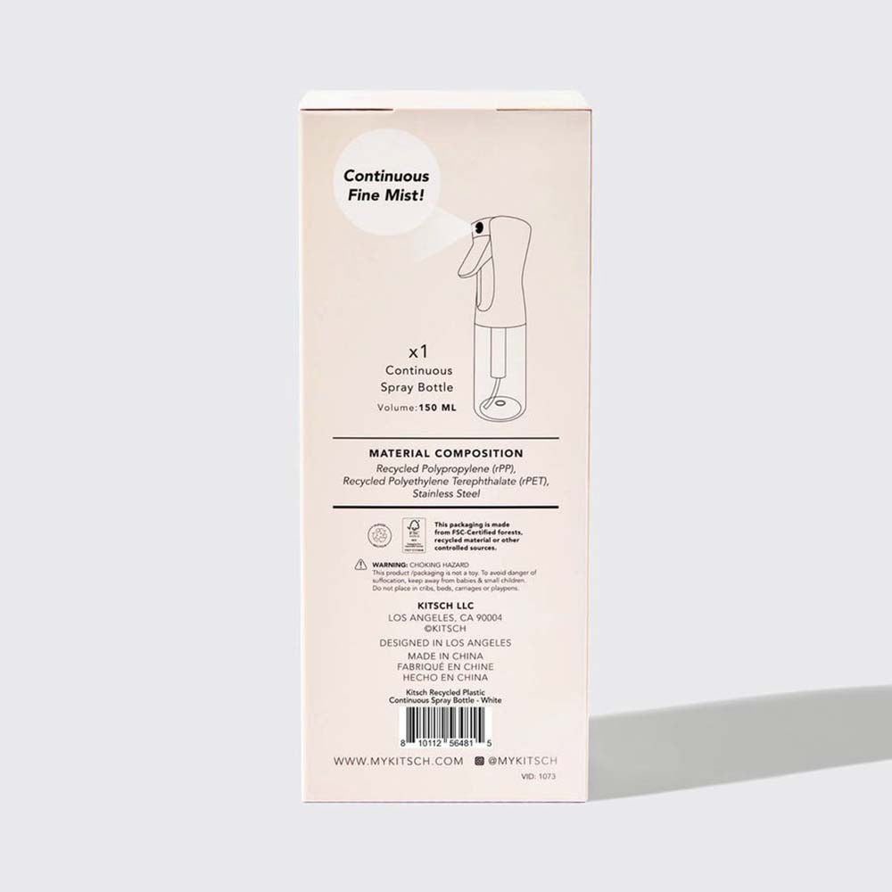 KITSCH Recycled Plastic Continuous Spray Bottle White 56481
