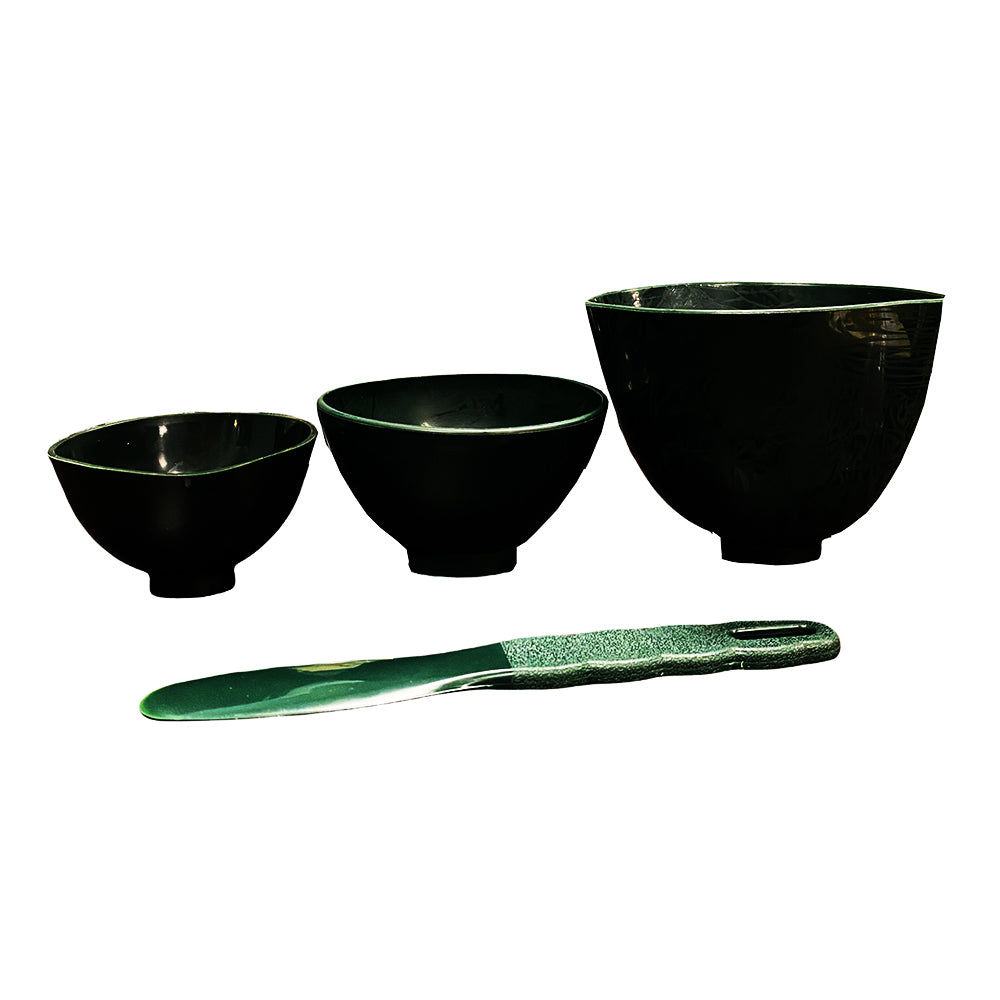 Plastic Mixing Bowl Set of 3 (L+M+S+Spatula) - Green 04519