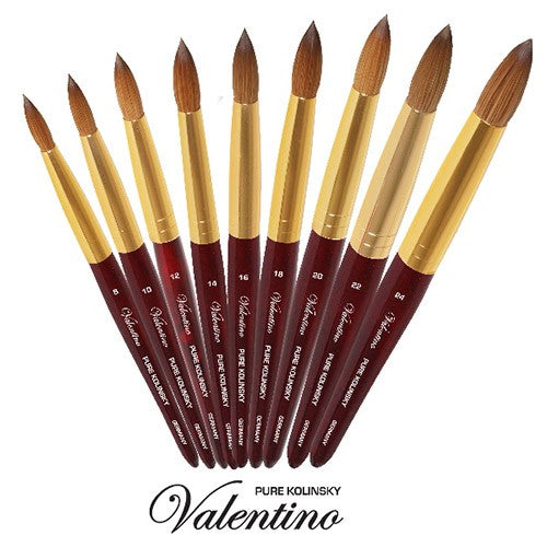 Valentino Kolinsky Acrylic Brush Cherry Wood/Gold Ferrule#24