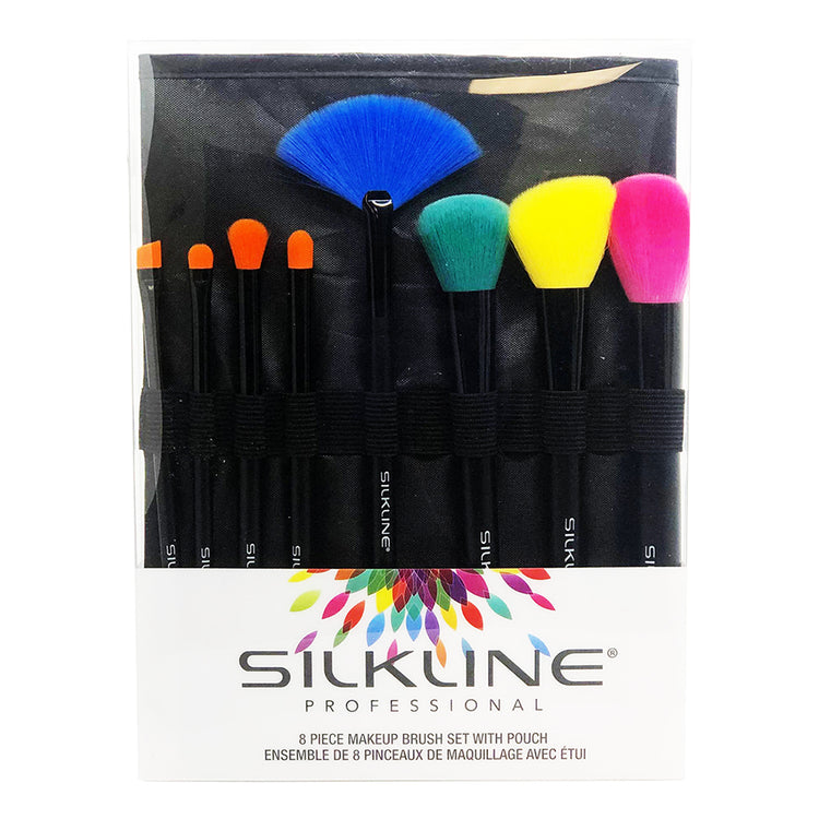 Silkline 8Pcs Makeup Brush Set With Pouch MKBRUSHSPC/02776