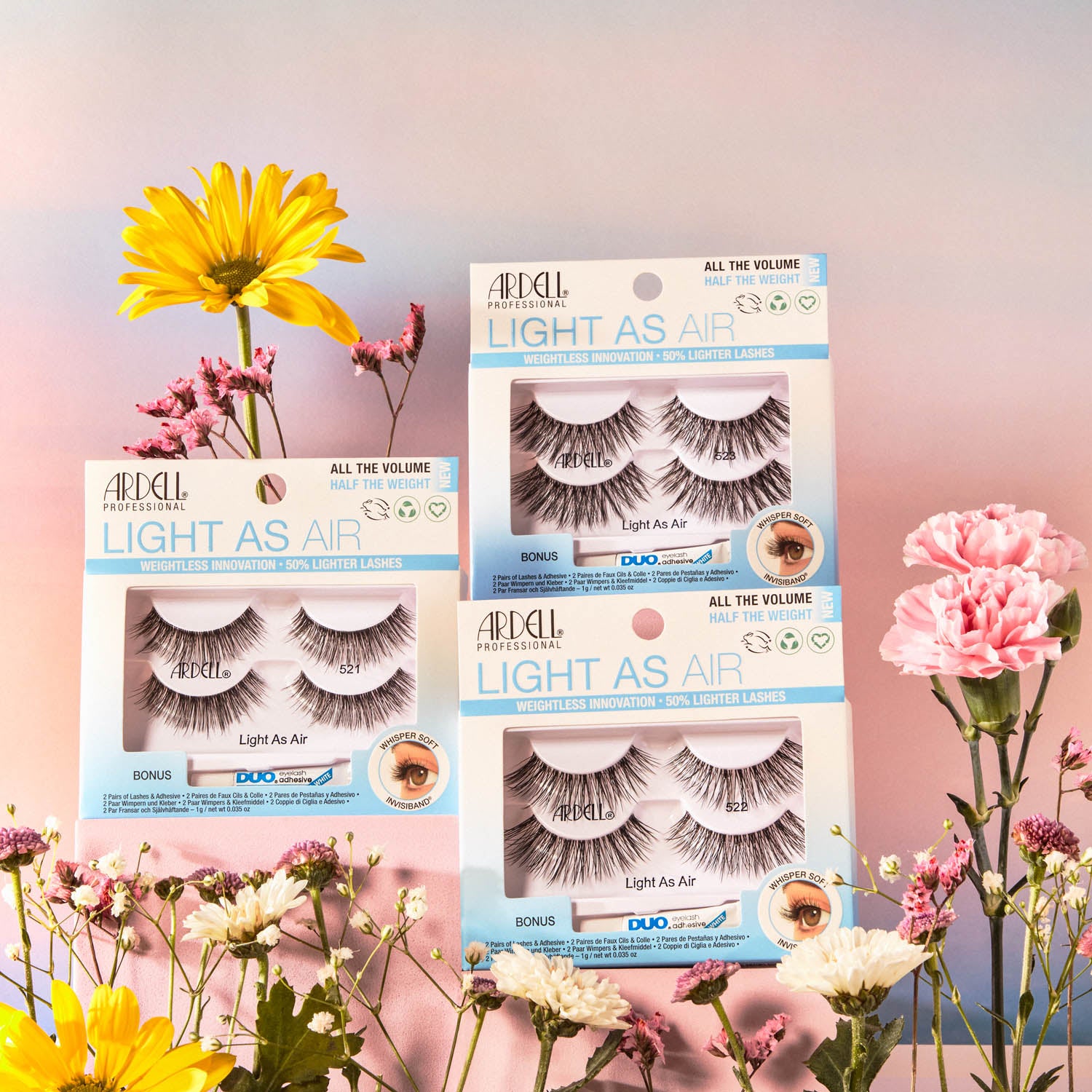 Ardell Light As Air Lashes W/Duo 1 Pair - 523 Black 64172