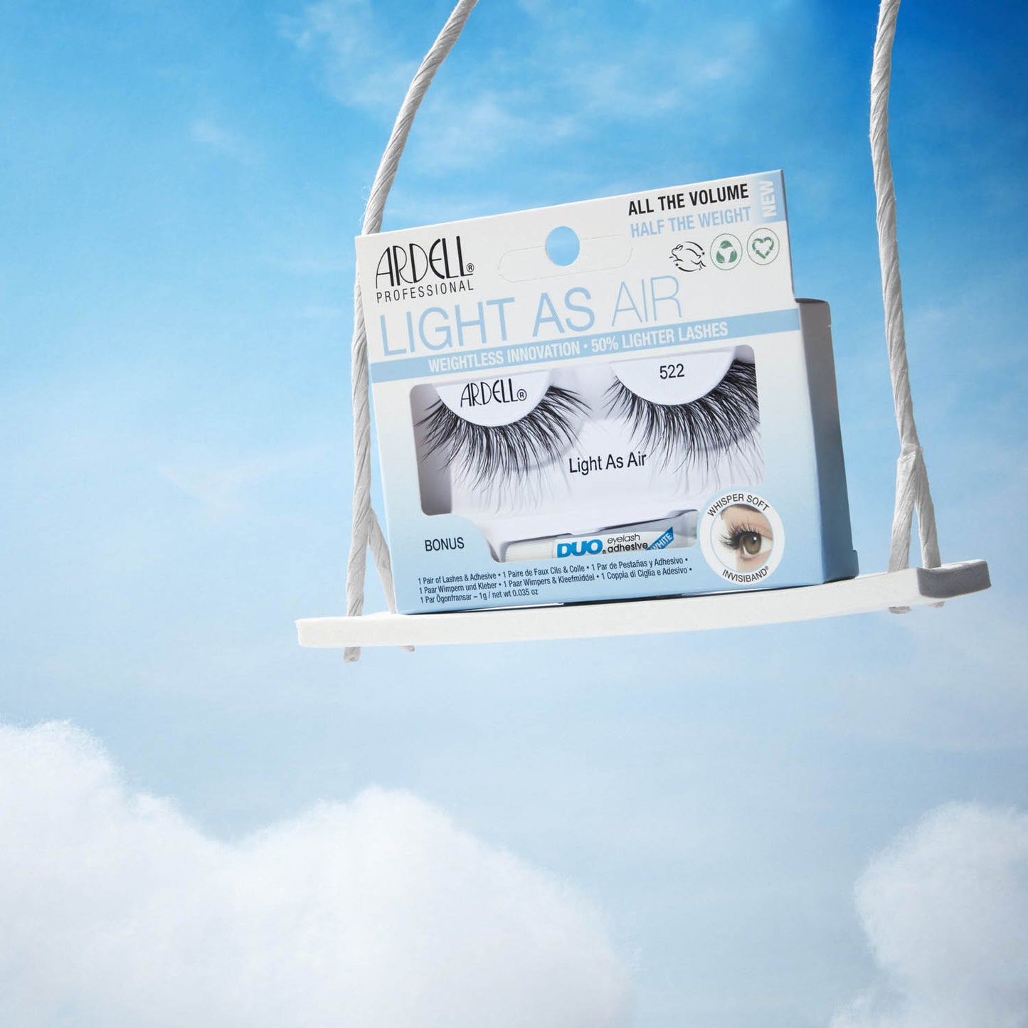 Ardell Light As Air Lashes W/Duo 1 Pair - 523 Black 64172