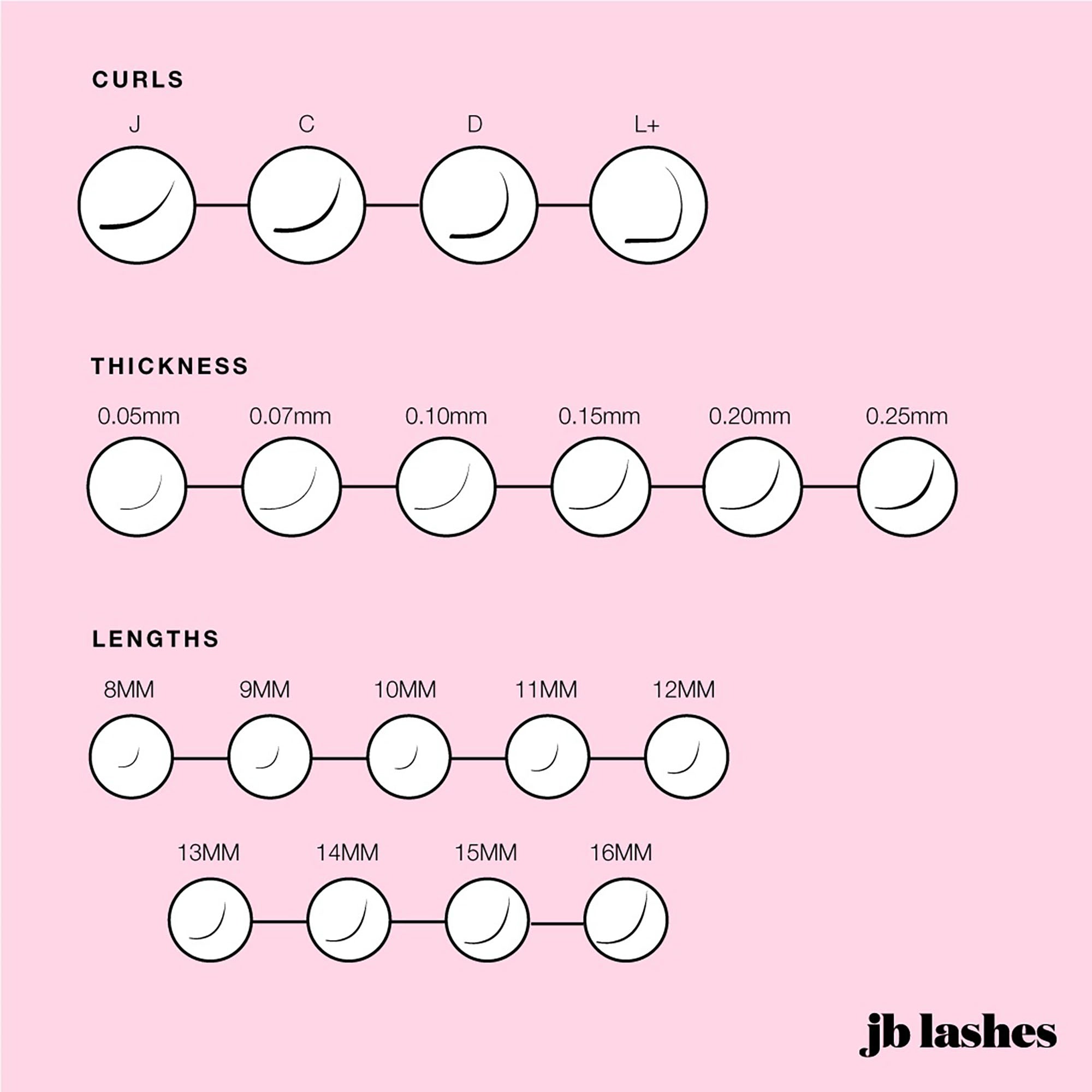 JB C-Curl, Mink Lashes, Black, 0.20 x 11mm JBMC2011