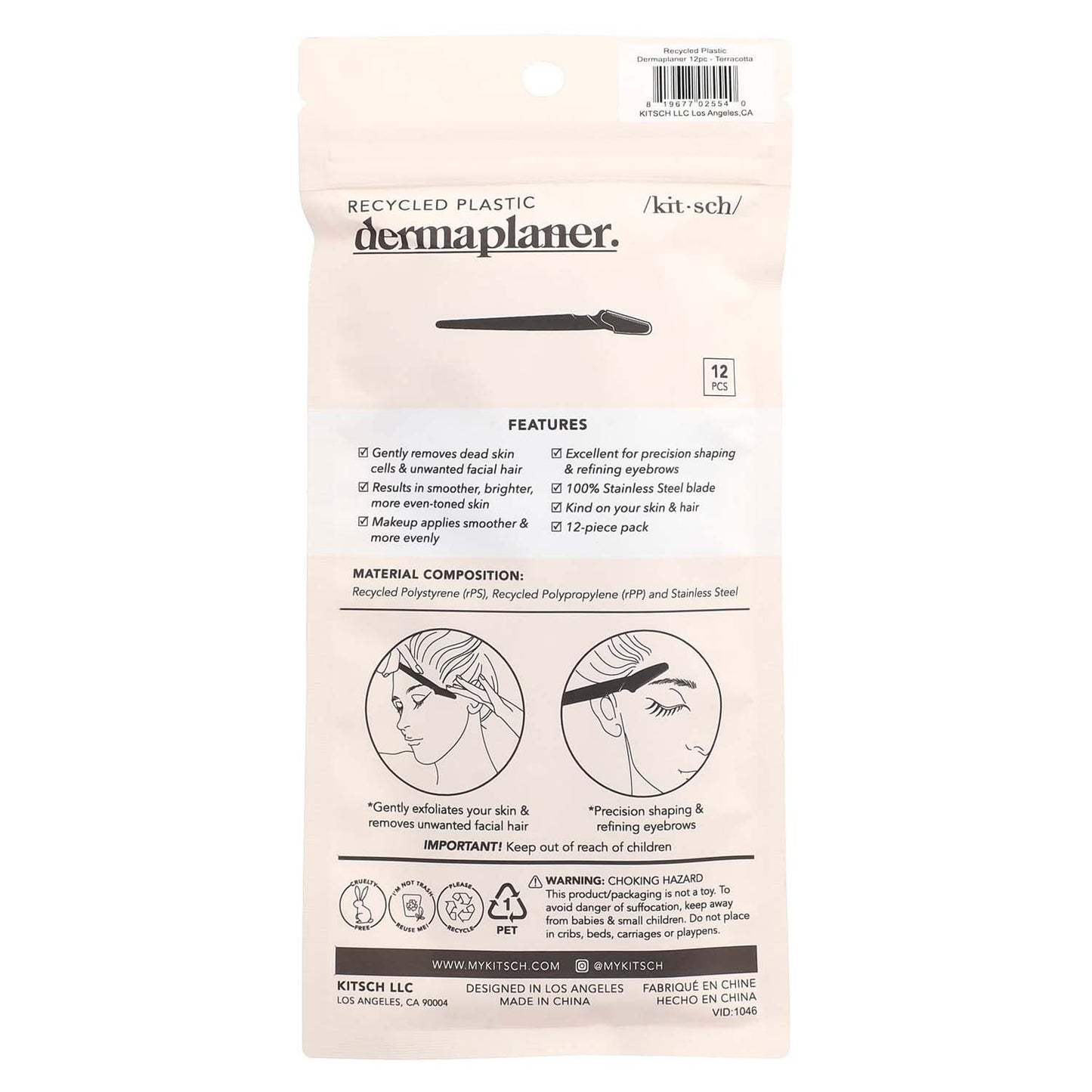 KITSCH Recycled Plastic Dermaplaners 12pc Terracotta 02554