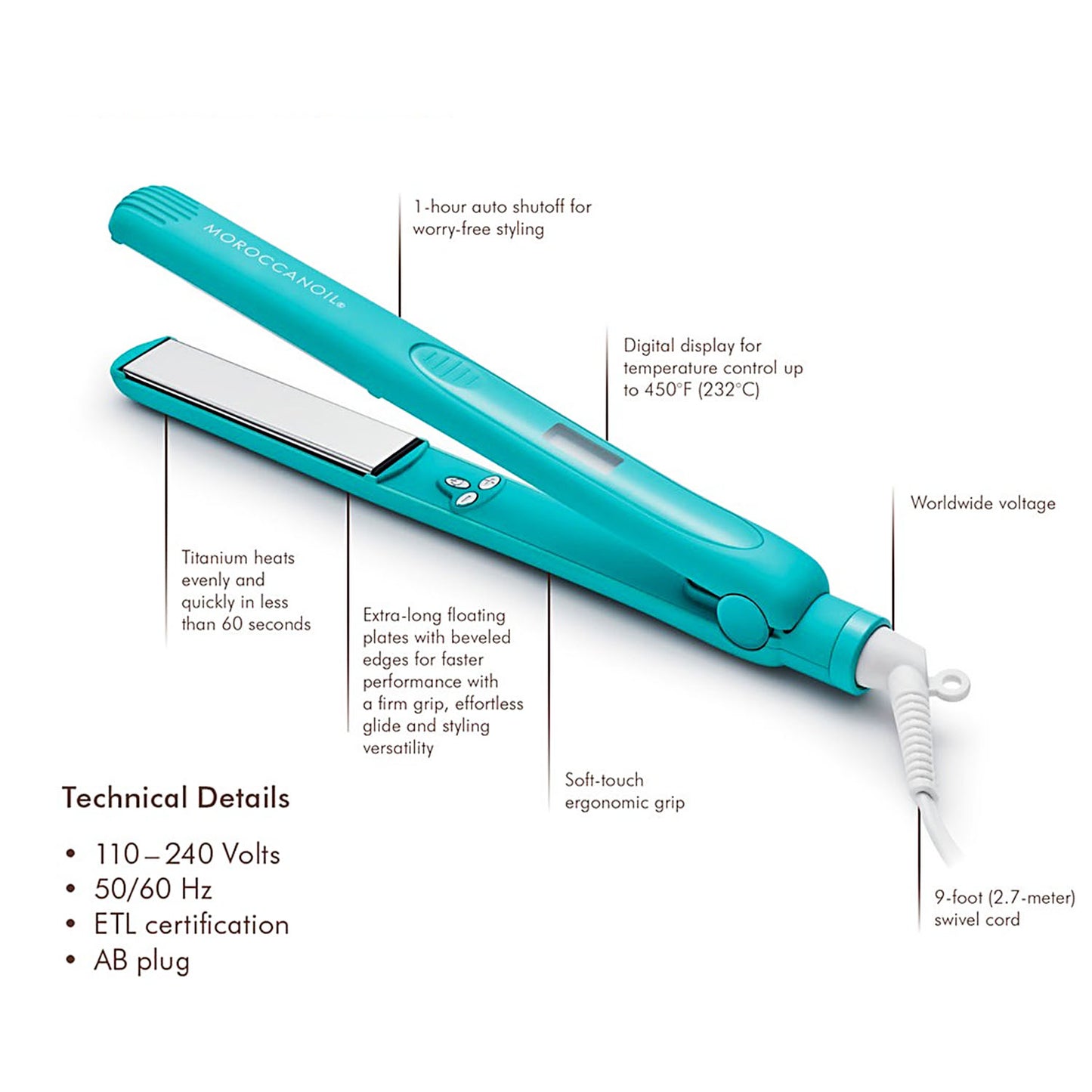Moroccanoil Perfectly Polished Titanium Flat Iron TFPPT14173