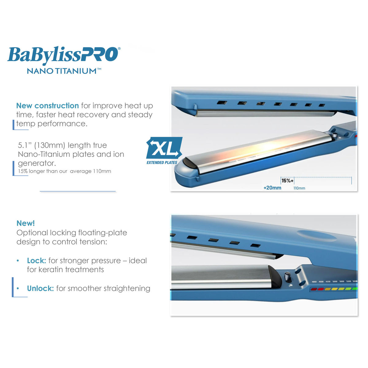 BaBylissPRO Nano Titanium Ionic Flat Iron 1¼" BNT9091TXLC