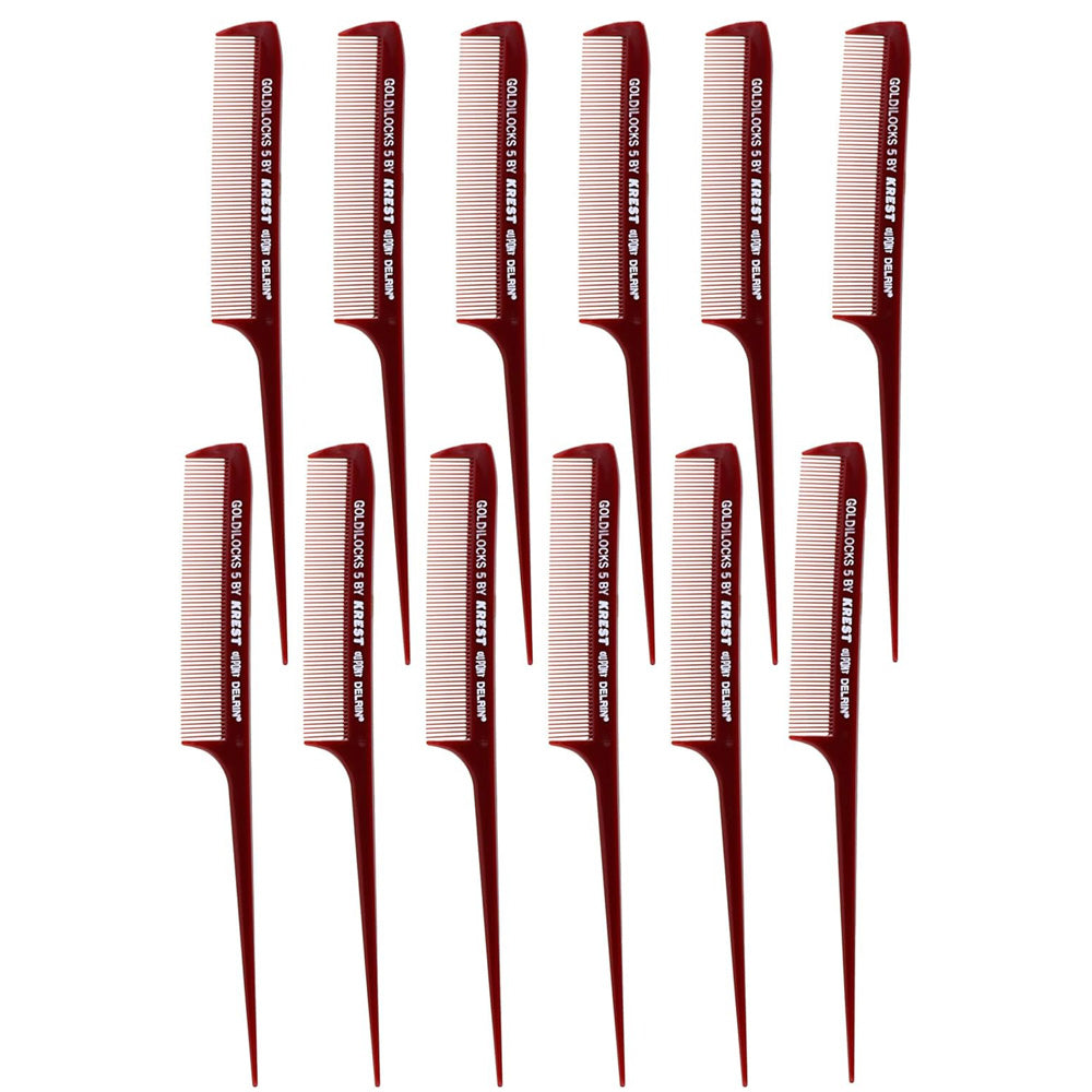 Krest Goldilocks X-Fine Rattail Comb #5 12Pcs GOLI5BXC 02032