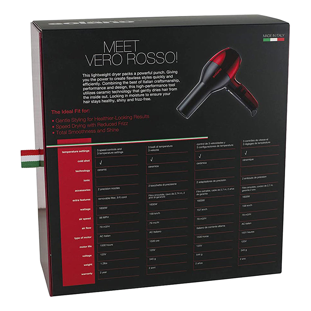 Solano Vero Rosso Hairdryer 1600W SOLVERORODRYERM 56598
