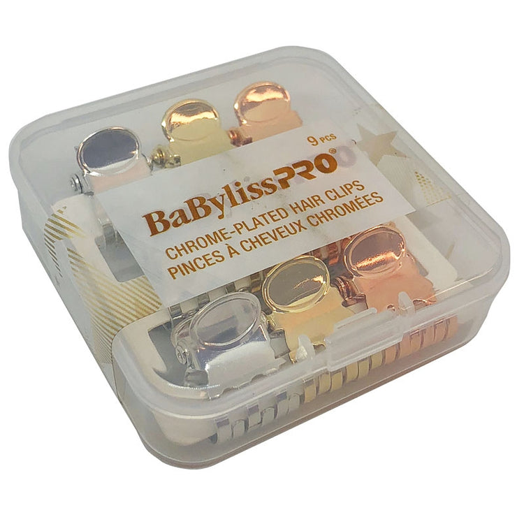 BaBylissPRO Chrome-Plated Hair Clips 9 pcs BESCLPGOC