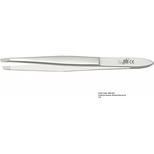 MBI-403 Eyebrow Tweezer Slanted With Narrow Tip Size 3.5"
