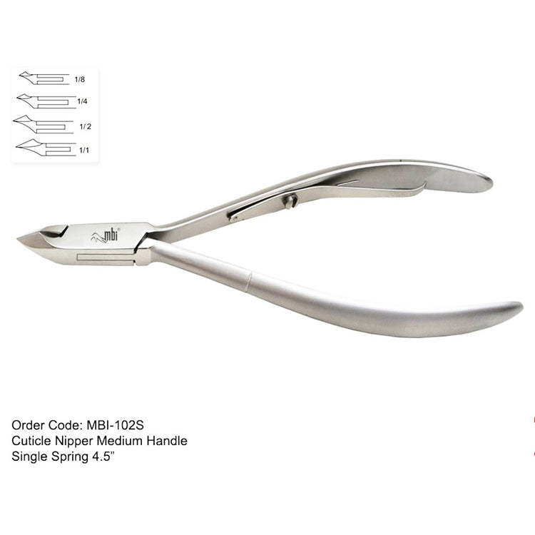 MBI-102S Cuticle Nipper Single Spring 4.5" 1/2 Jaw