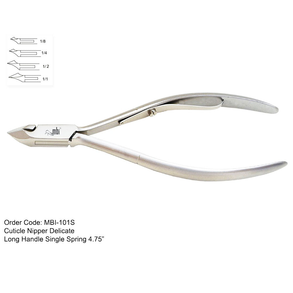 MBI-101S Cuticle Nipper Single Spring 4.75" 1/4 Jaw