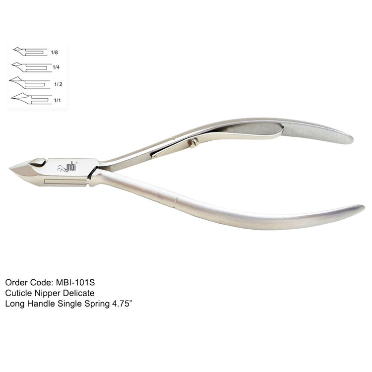 MBI-101S Cuticle Nipper Single Spring 4.75" 1/8 Jaw