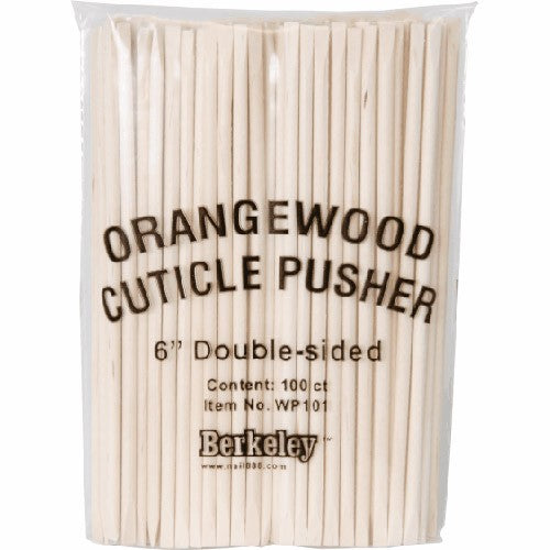 Orange Wood Cuticle Pusher 6" Double-sided 100ct WP101