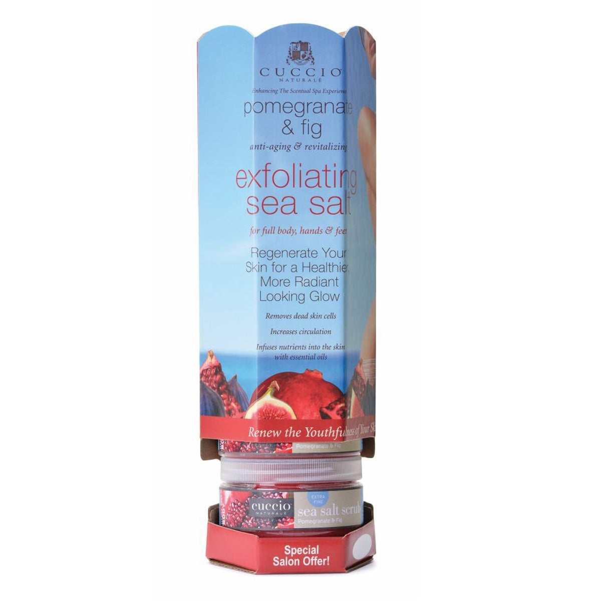 Cuccio Sea Salt Scub Display Tower Pomegranate & Fig 31400
