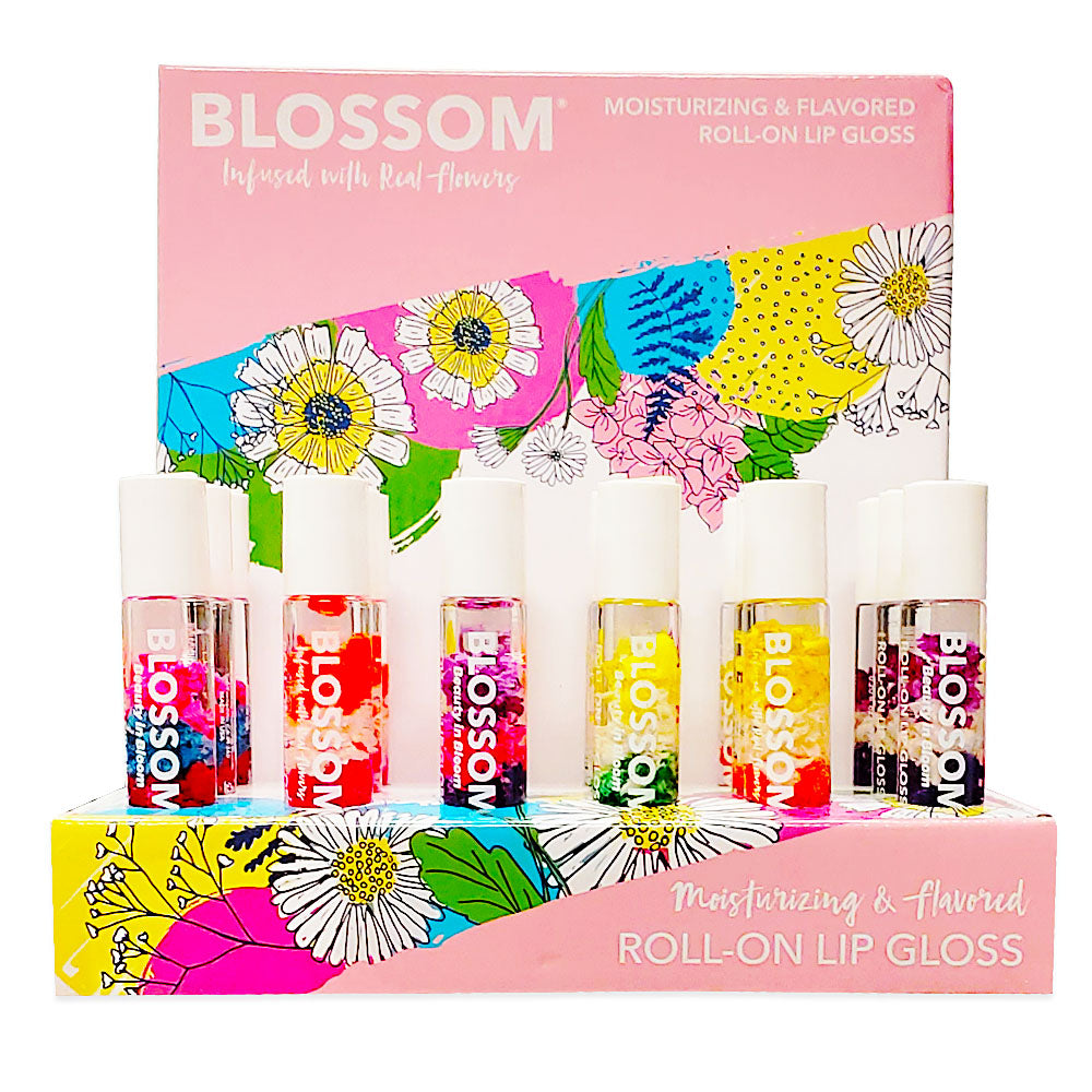 Blossom Fruit Flavored Roll-on Lip Gloss 18Pcs Dis BLLG18-A
