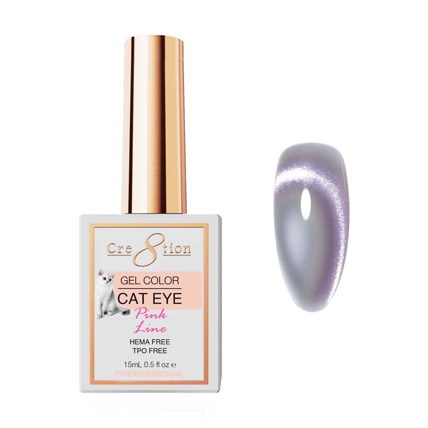 Cre8tion Cat Eye Soak Off Gel 0.5 oz Pink Line 03416