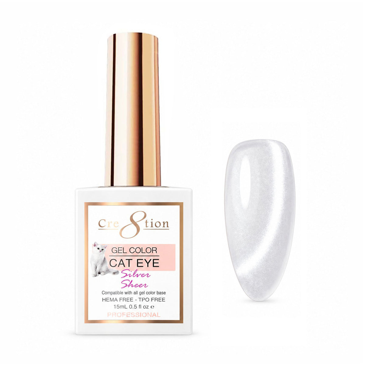 Cre8tion Soak Off Cat Eye Gel Silver Sheer 0916-3351 09309