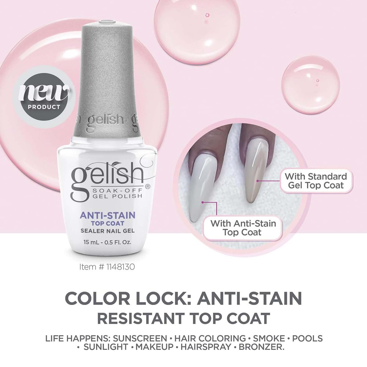 Gelish HEMA Anti-Stain Gel Top Coat 0.5 fl oz/15ml 1148130