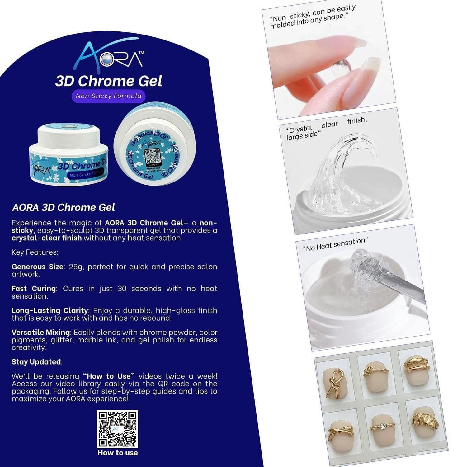 Aora 3D Chrome Gel 25g Non Sticky 93400