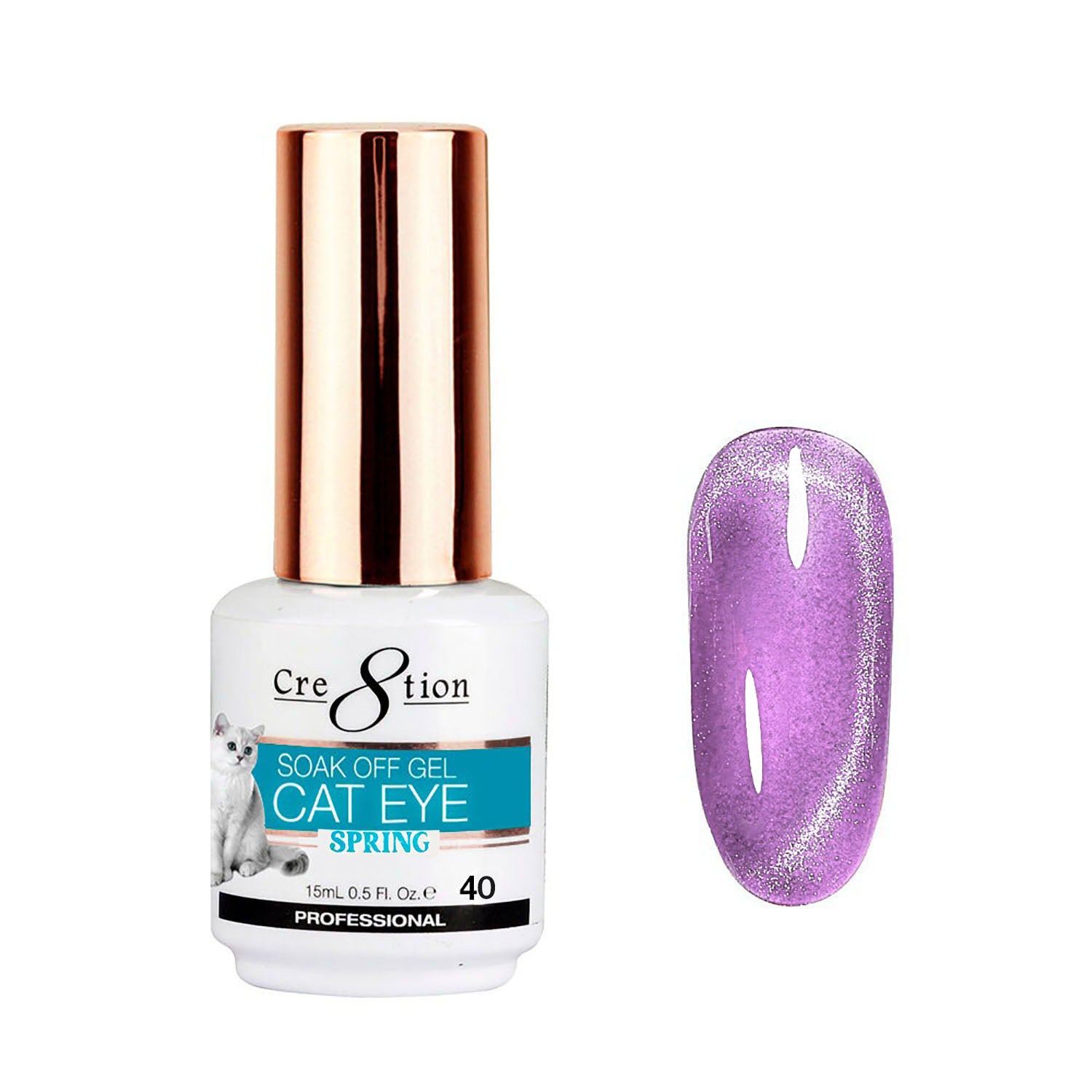 Cre8tion Cat Eye Soak Off Gel 0.5 oz Spring #40 0916-1827