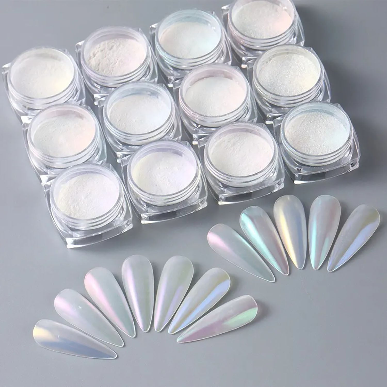Aurora Mirror Pear White Nail Chrome Powder 12pcs 42520