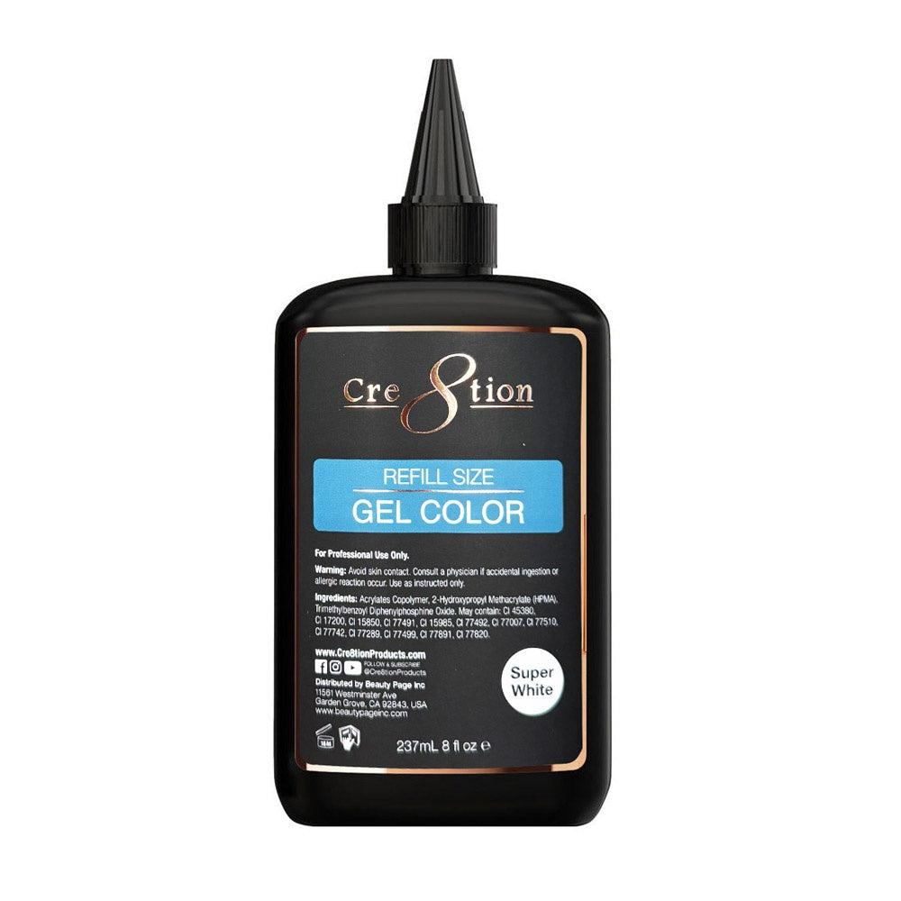 Cre8tion Soak Off Gel Super White 8 oz 0916-1818