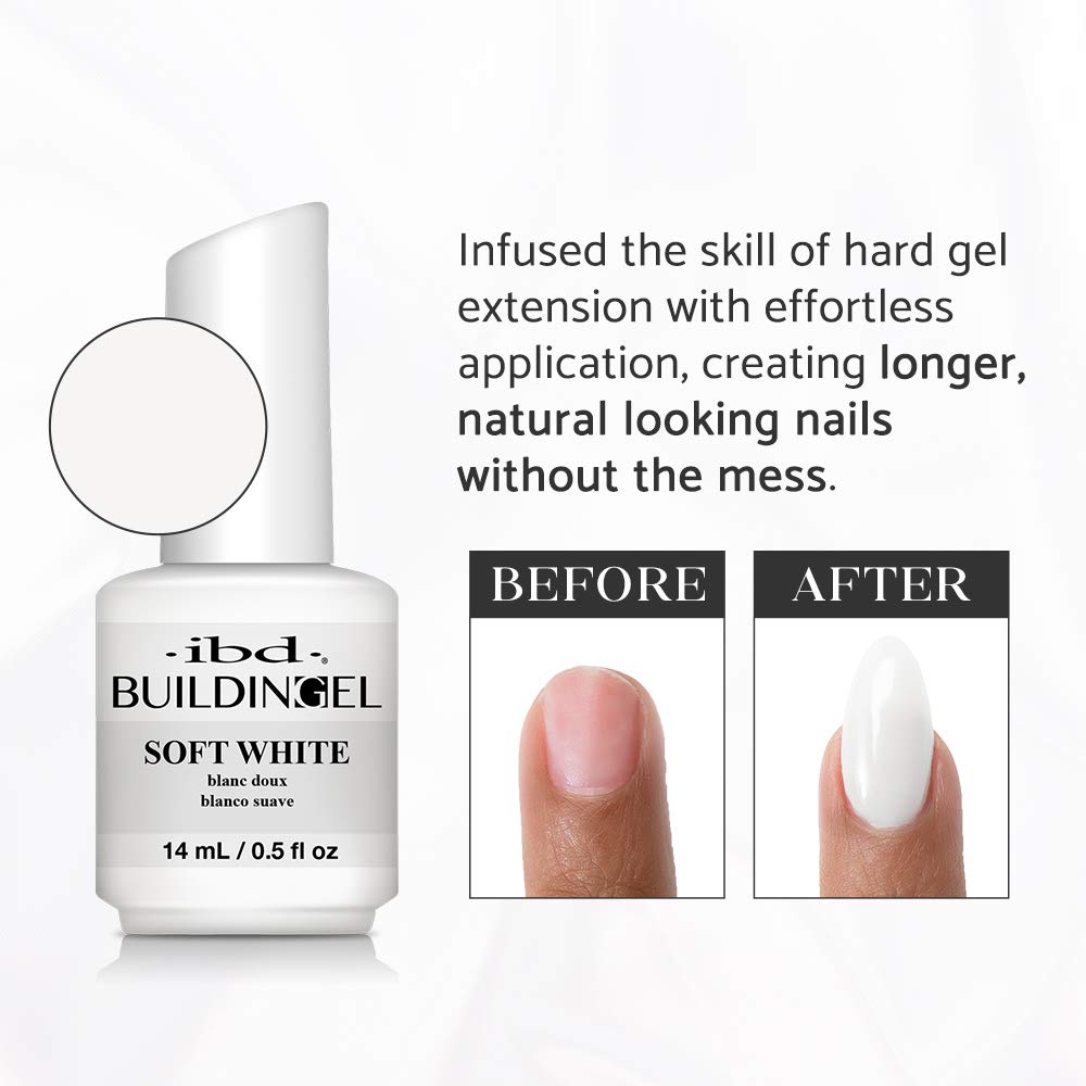 Ibd Gel de construction pour ongles durs 0,5 fl oz/14 ml Blanc doux 62493