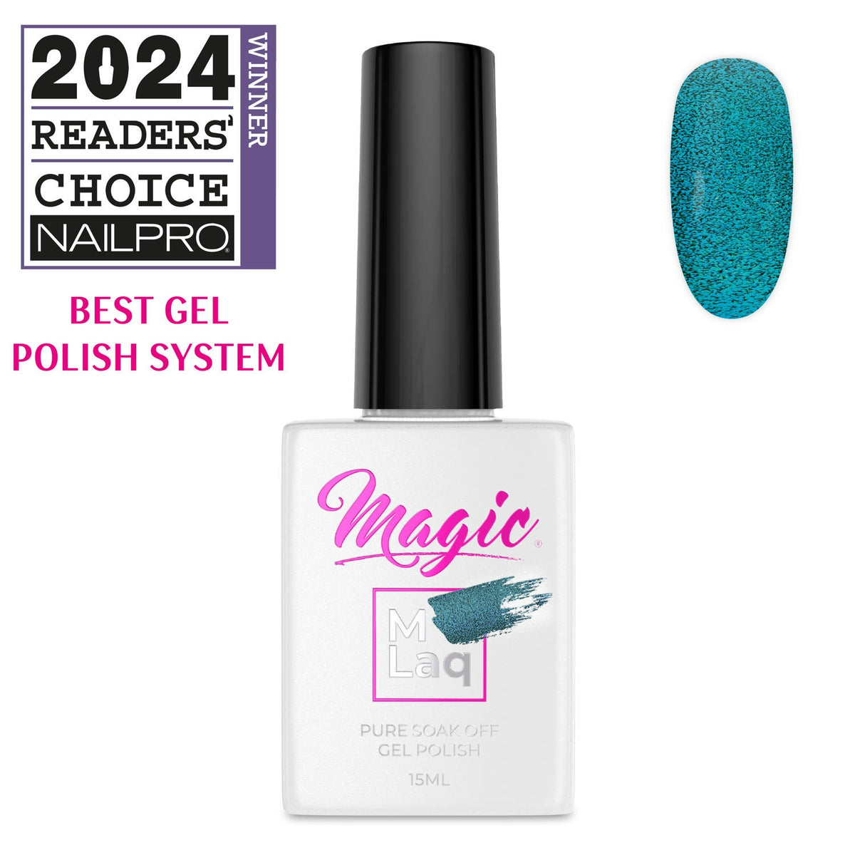 Sơn gel Magic Gel Polish MLaq 15 ml - Mắt mèo Teal #370