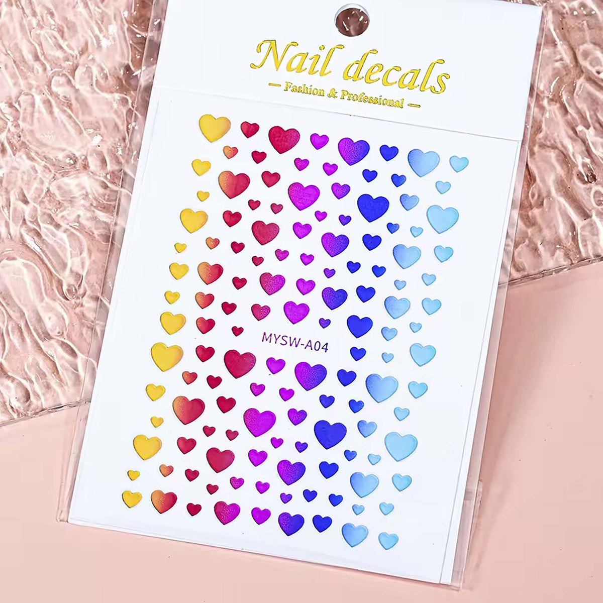 Nail Sticker Laser Self-Adhesive 3D Heart Love Color 14750