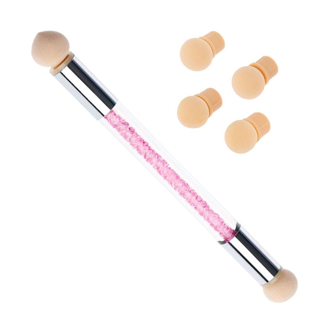 Nail Art Brush W/4 Replaceable Sponge Db Head Pink B3030SS
