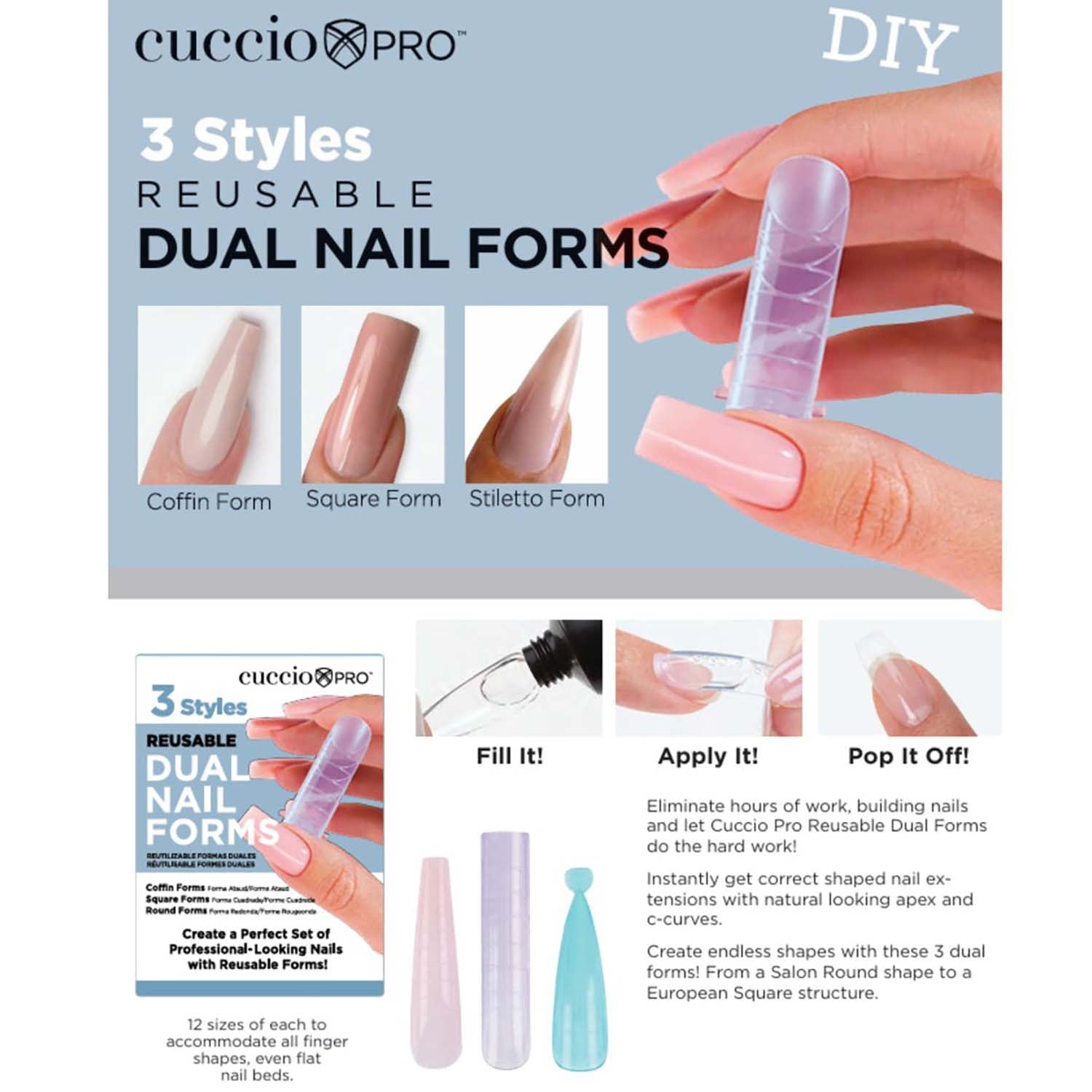 Cuccio Pro 3 Styles Reusable Dual Nail Forms CPAC1217 96983