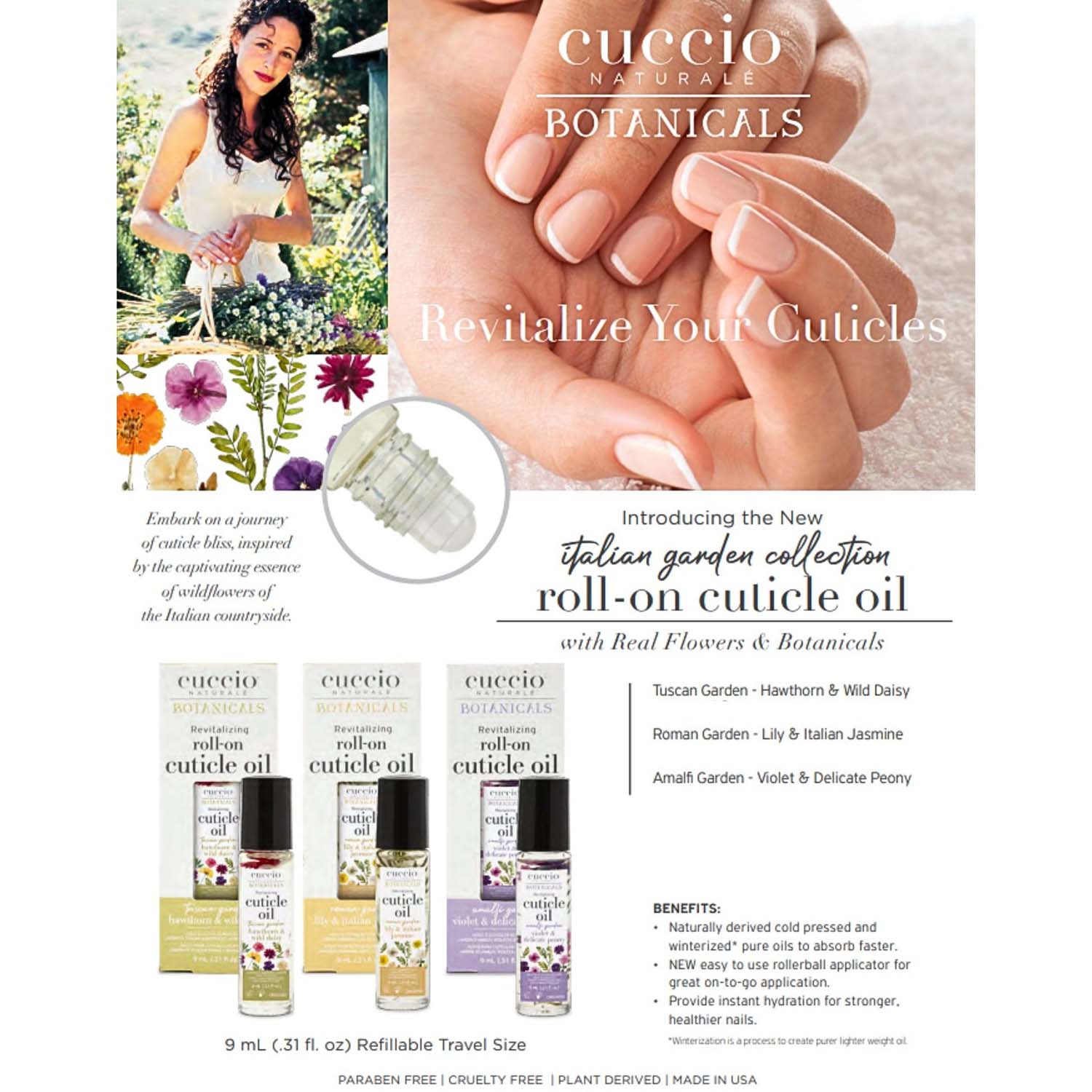 Cuccio Roll-on Cuticle Oil 9ml Violet & Delicate Peony 97315