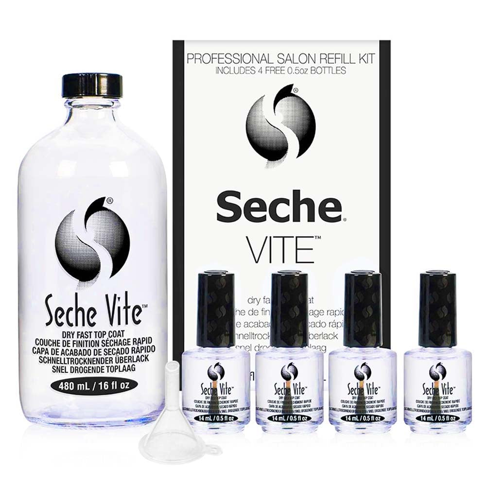 Seche Vite Dry Fast Top Coat Salon Refill Kit 16oz - 69939