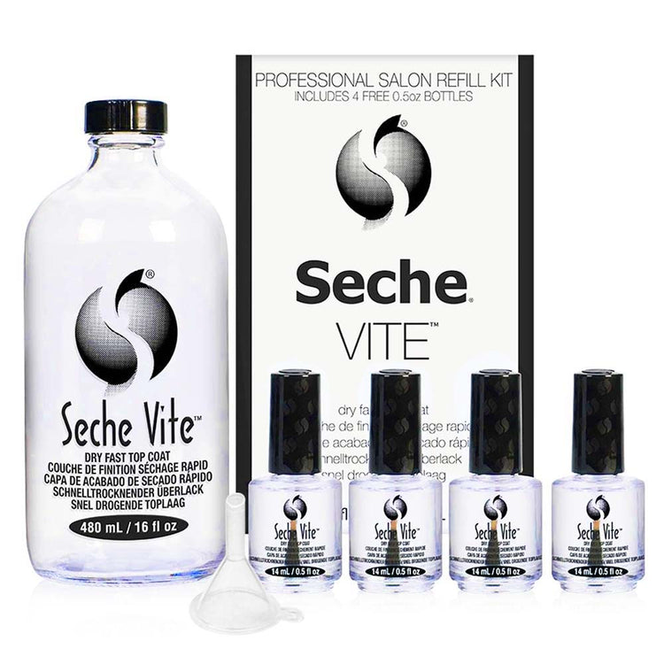 Seche Vite Dry Fast Top Coat Salon Refill Kit 16oz - 69939