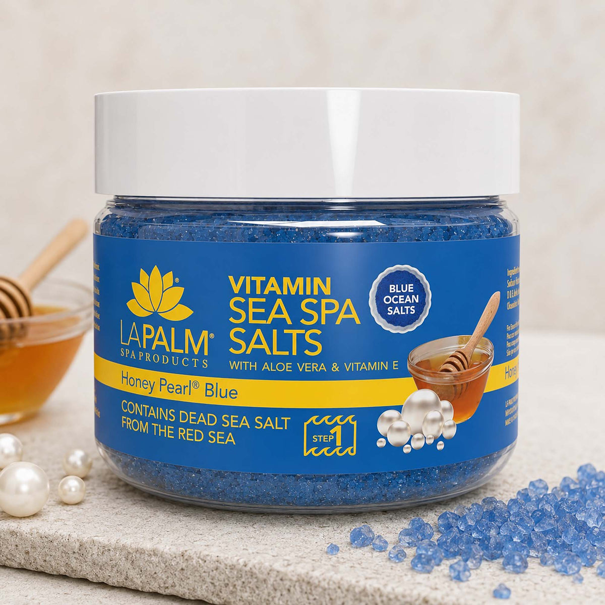 La Palm Sea Spa Salts 12 oz - Honey Pearl Blue LP586