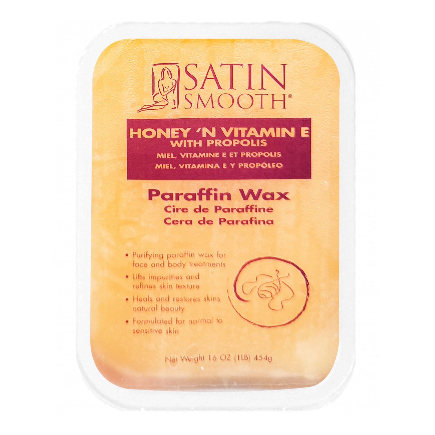 Satin Smooth Honey'n Vit.E Paraffin Wax 16oz SSPB10HVC 09536