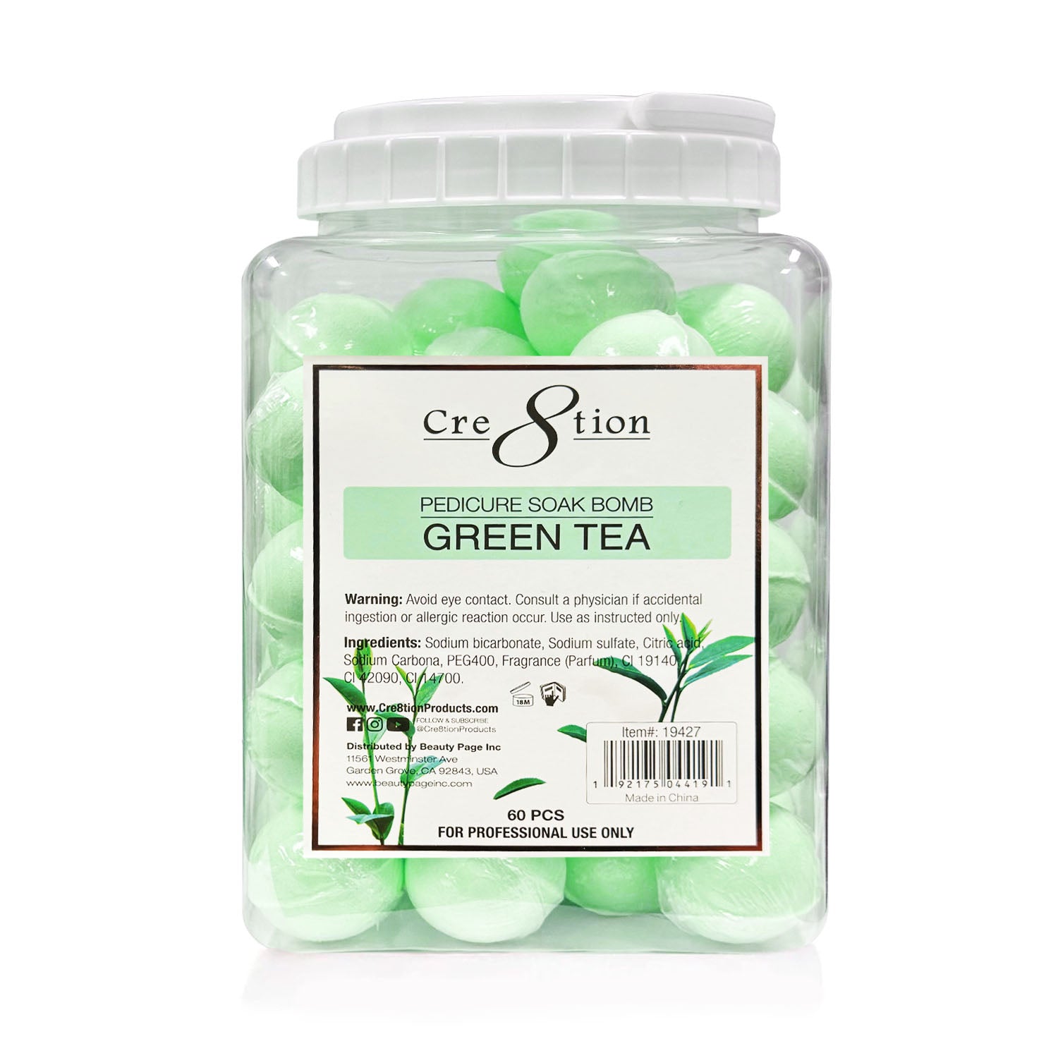 Cre8tion Pedicure Soak Bomb 60 pcs - Green Tea 19427