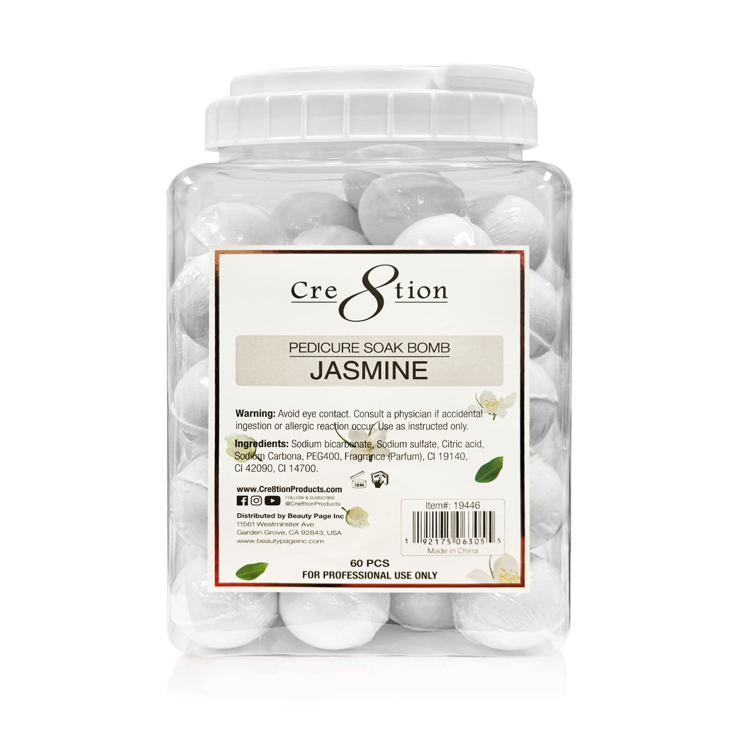 Cre8tion Pedicure Soak Bomb 60 pcs - Jasmine 19446
