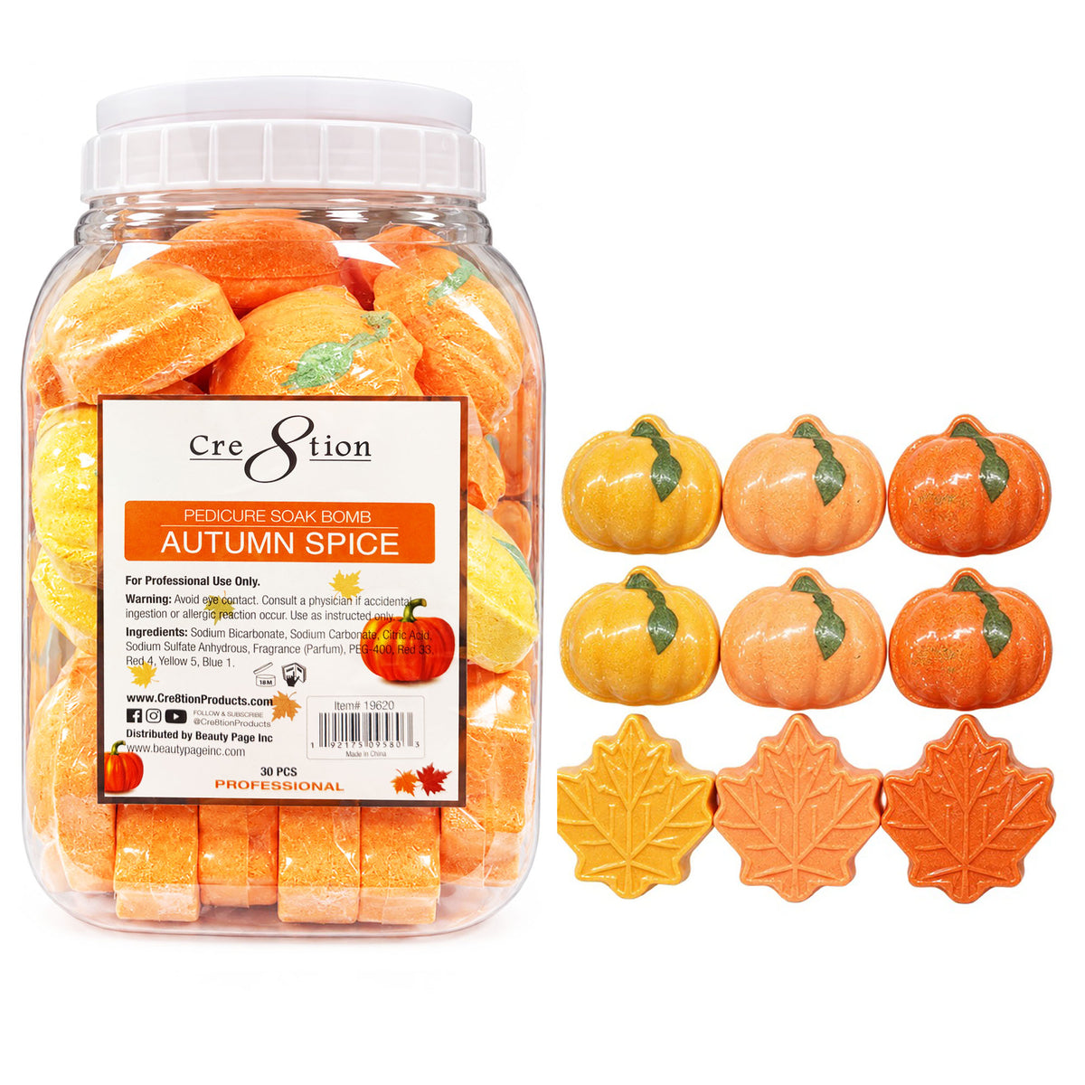 Cre8tion Pedicure Soak Bomb 30 pcs - Autumn Spice 19620