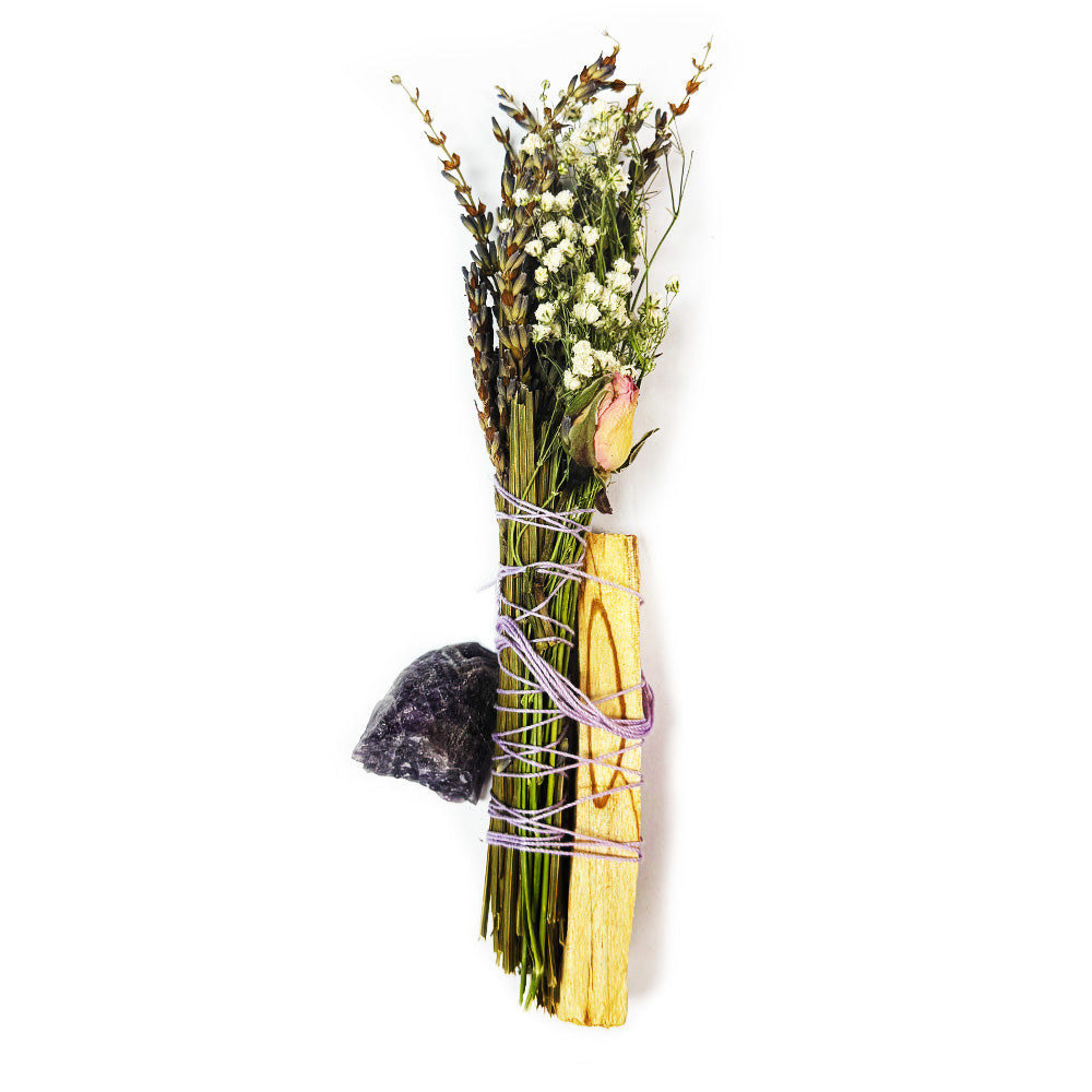 Amethyst, Lavender, Rose and Palo Santo Smudge Stick 11590