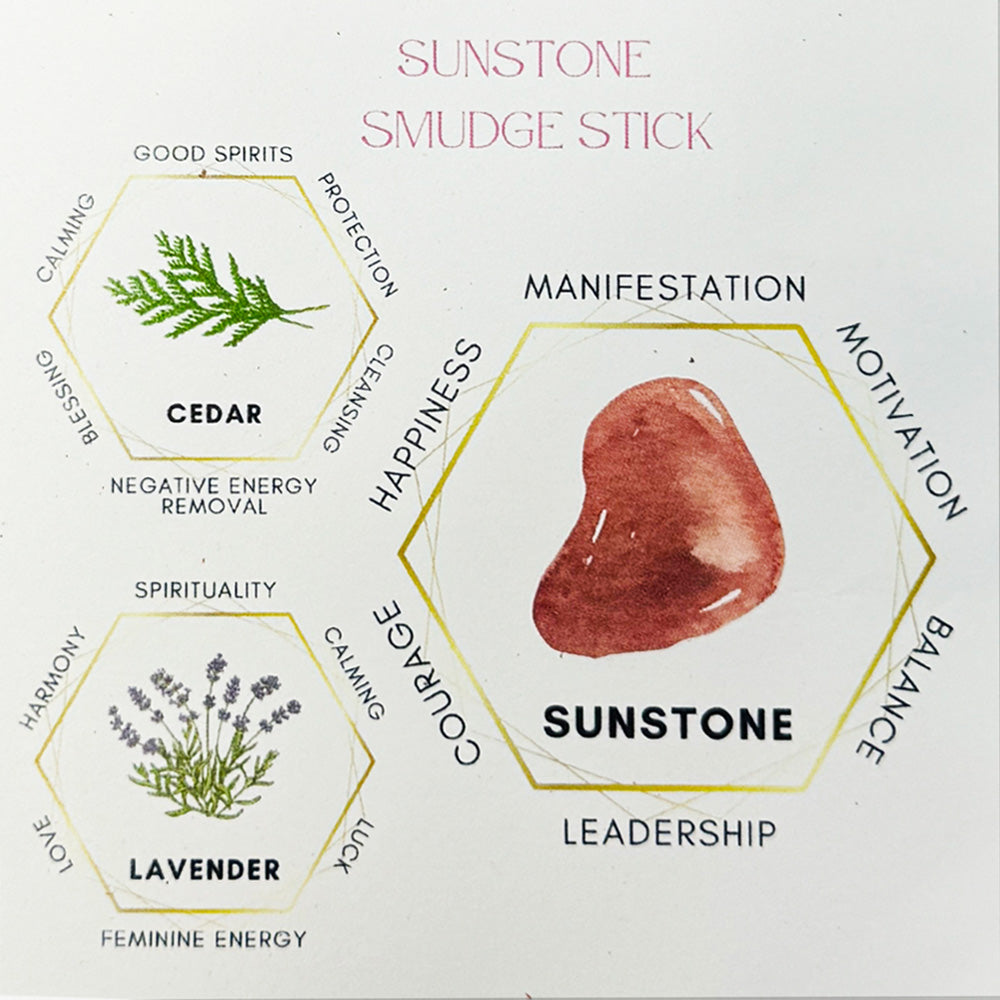 Sunstone Smudge Stick, Cedar, Lavender Smoke Cleansing 11591