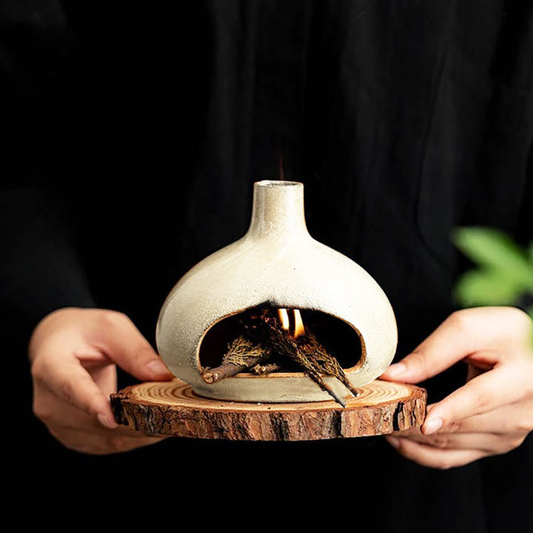 HAKU Wabi-Sabi Style Ceramic Incense Burner - Bone 12255