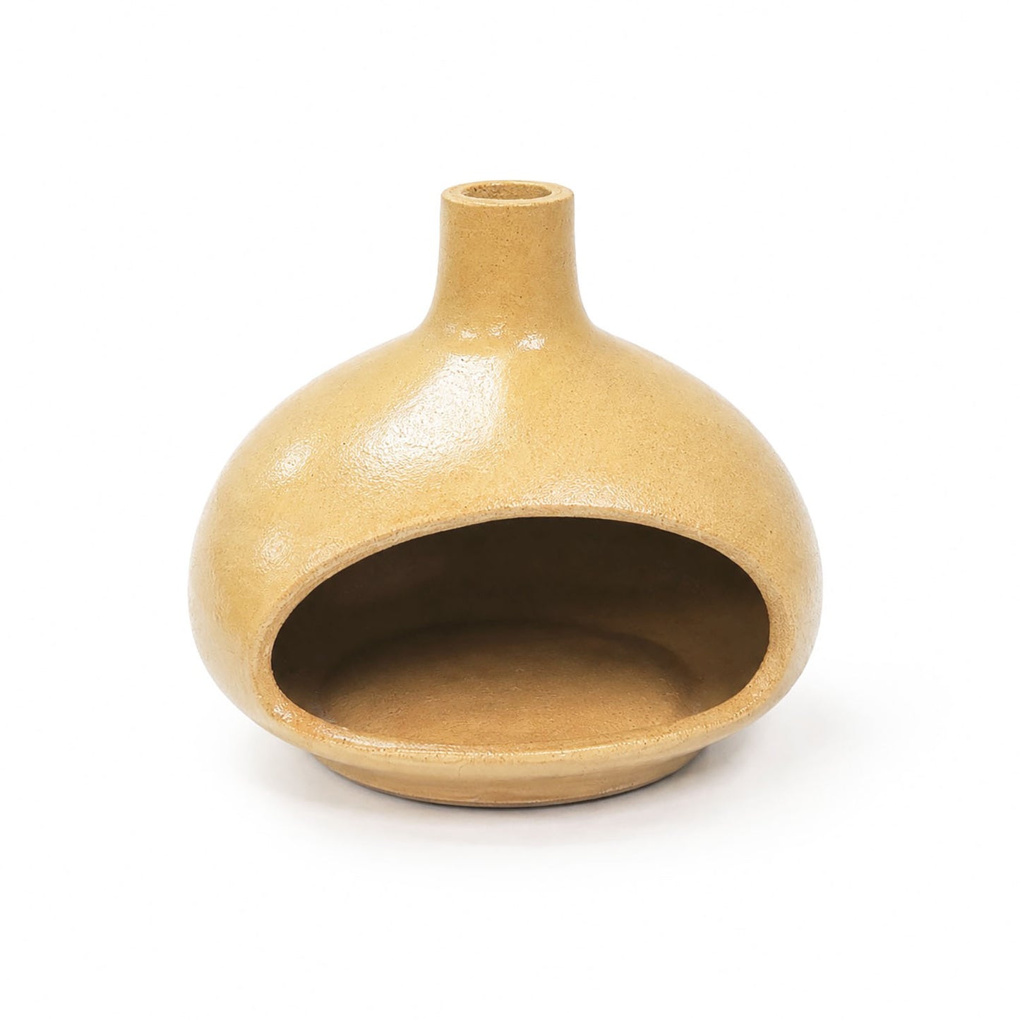 HAKU Wabi-Sabi Ceramic Incense Burner Brown Glaze 12255